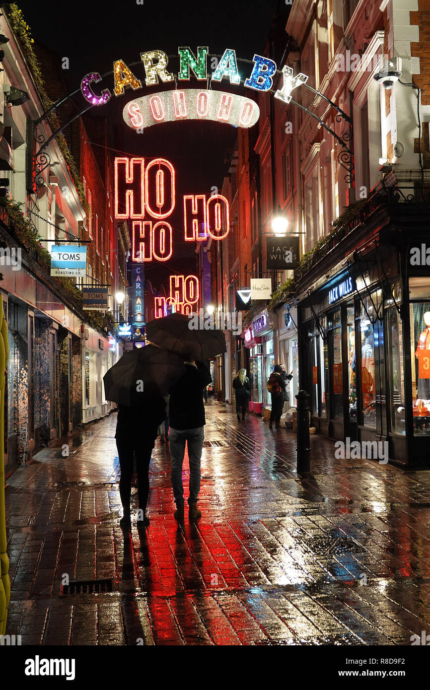 Soho Carnaby Street Christmas lights by night 2018 Stock Photo