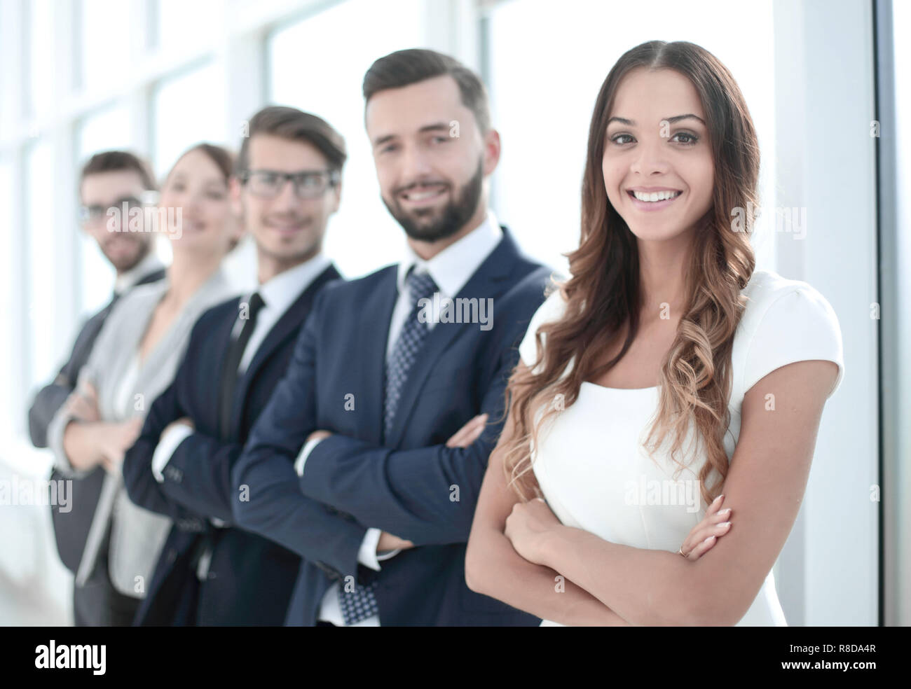 young businesswoman and business team standing together Stock Photo - Alamy