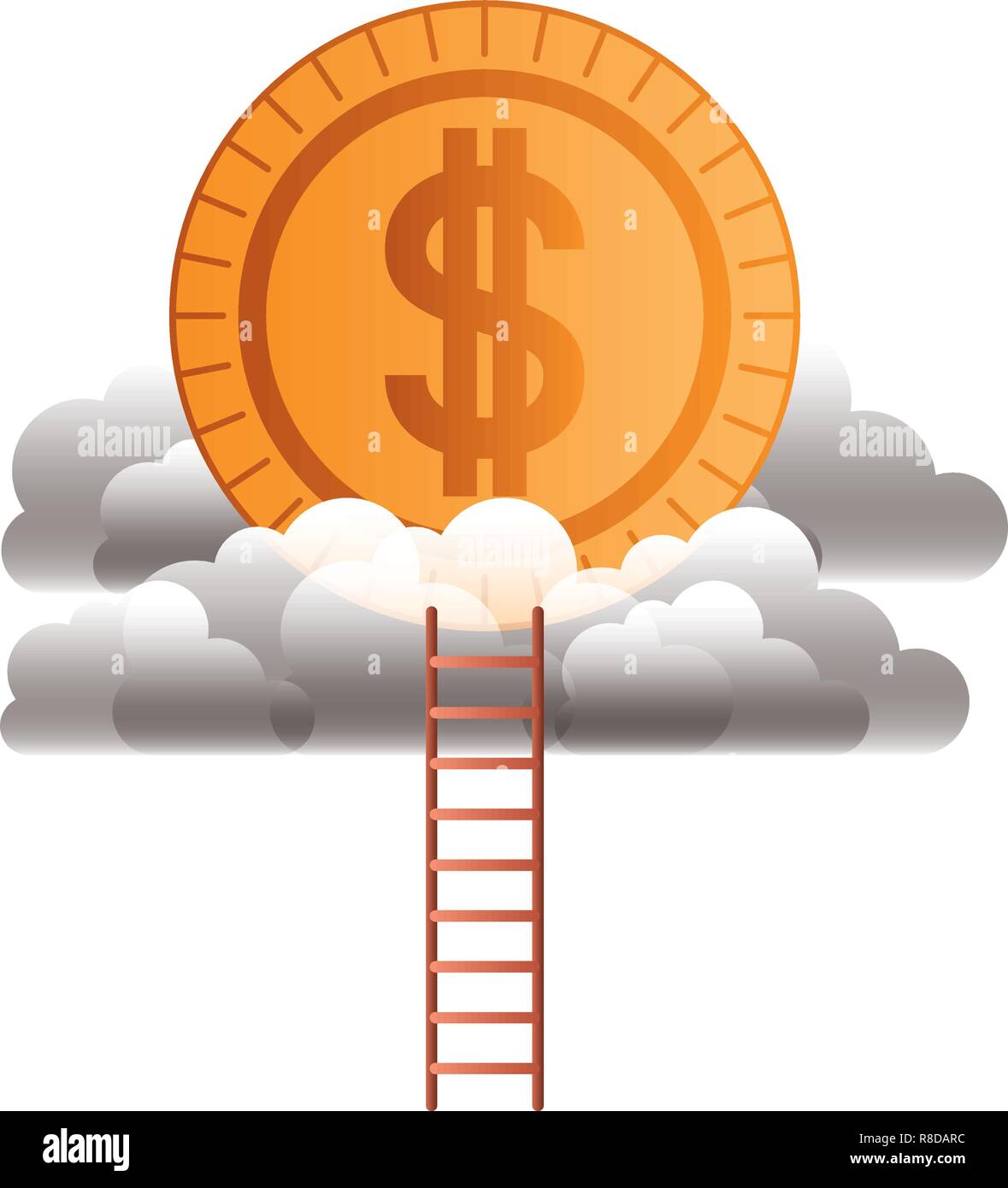 coin with dollar on clouds and stairs Stock Vector Image & Art - Alamy