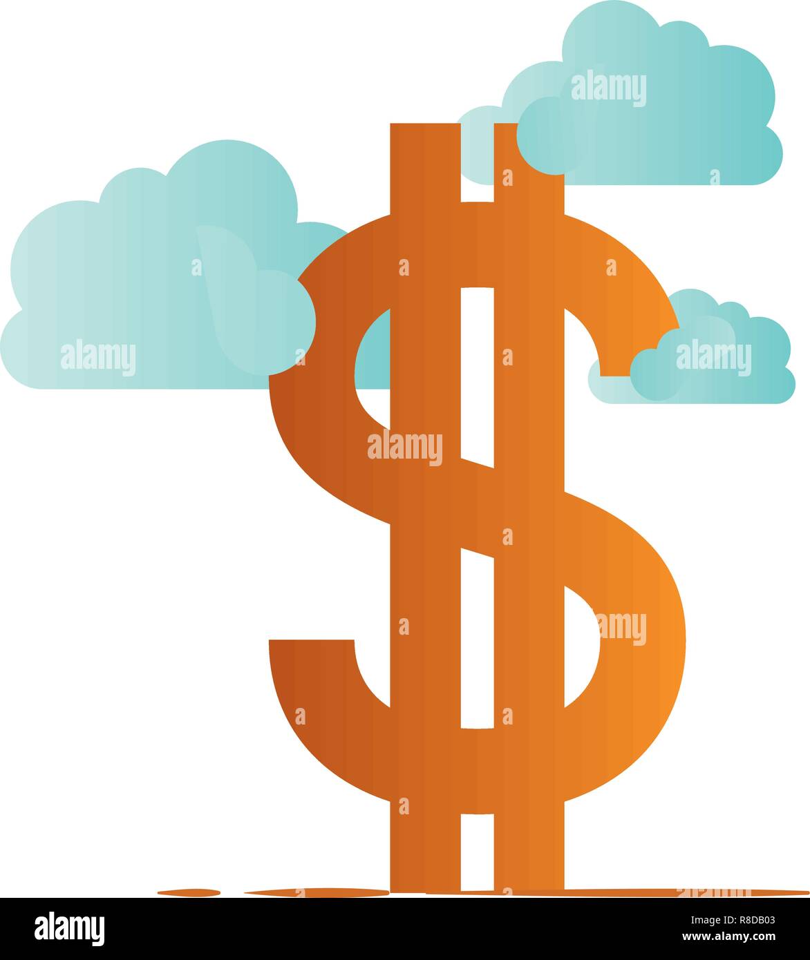 dollar symbol with clouds isolated icon Stock Vector