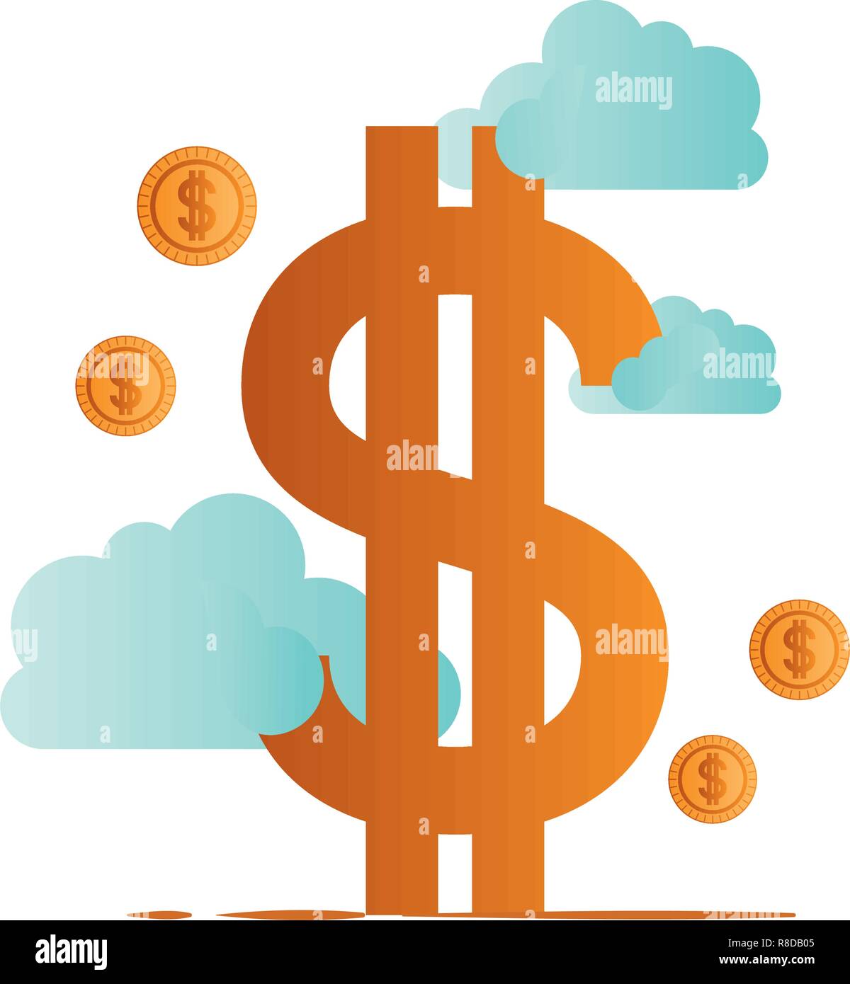 dollar symbol with clouds isolated icon Stock Vector
