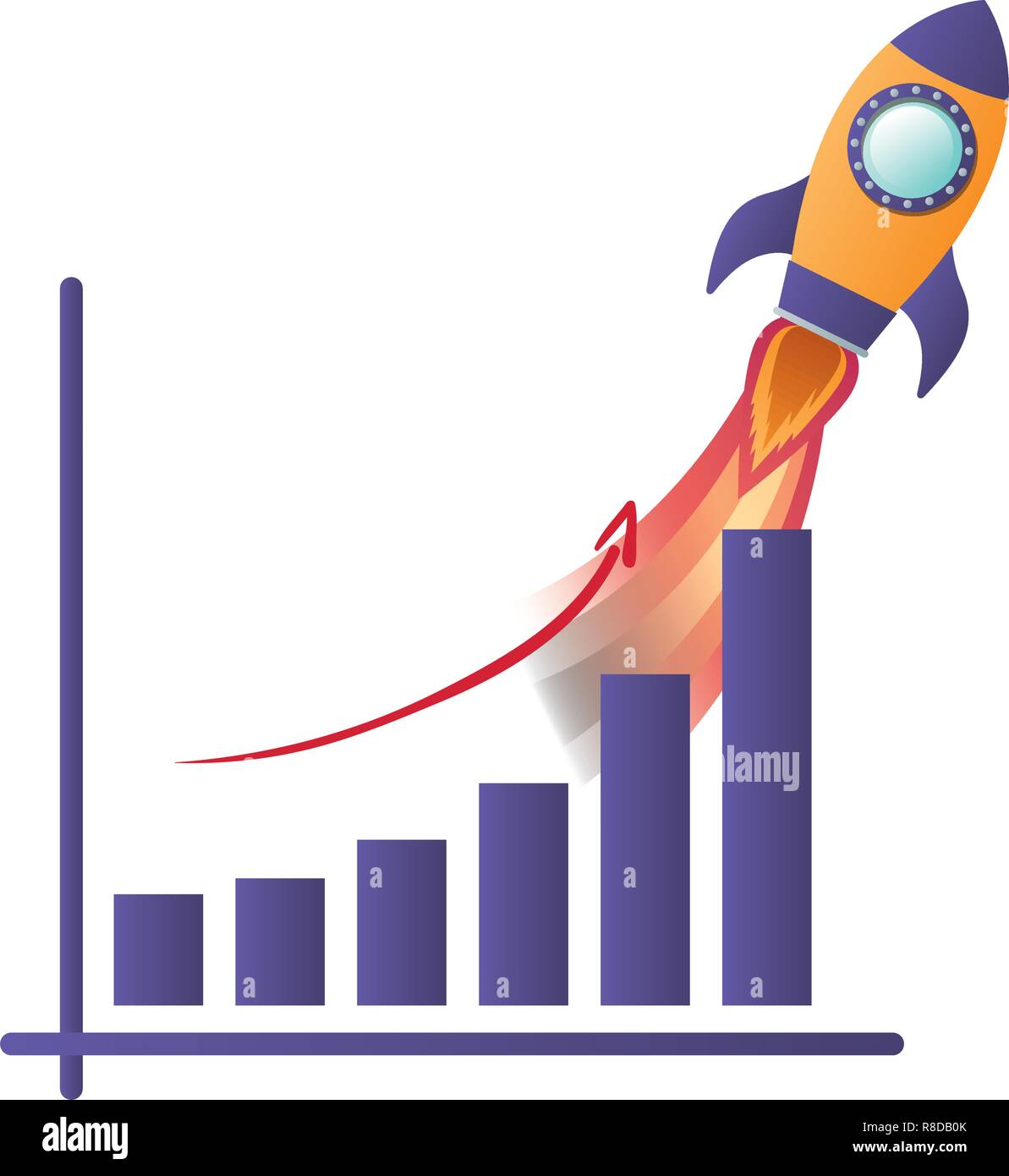 bar graph with rocket isolated icon Stock Vector Image & Art - Alamy