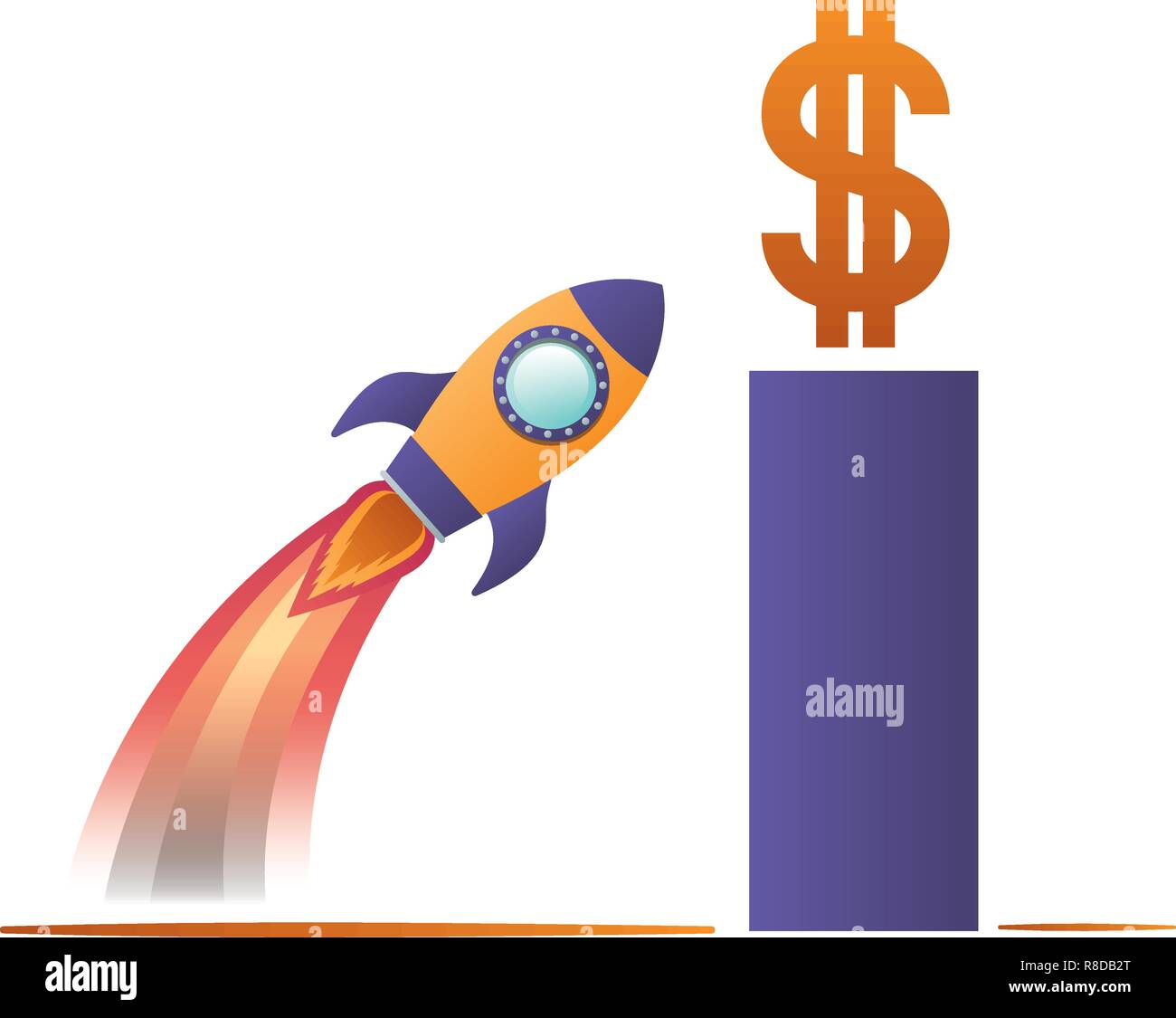 bar graph with rocket isolated icon Stock Vector Image & Art - Alamy