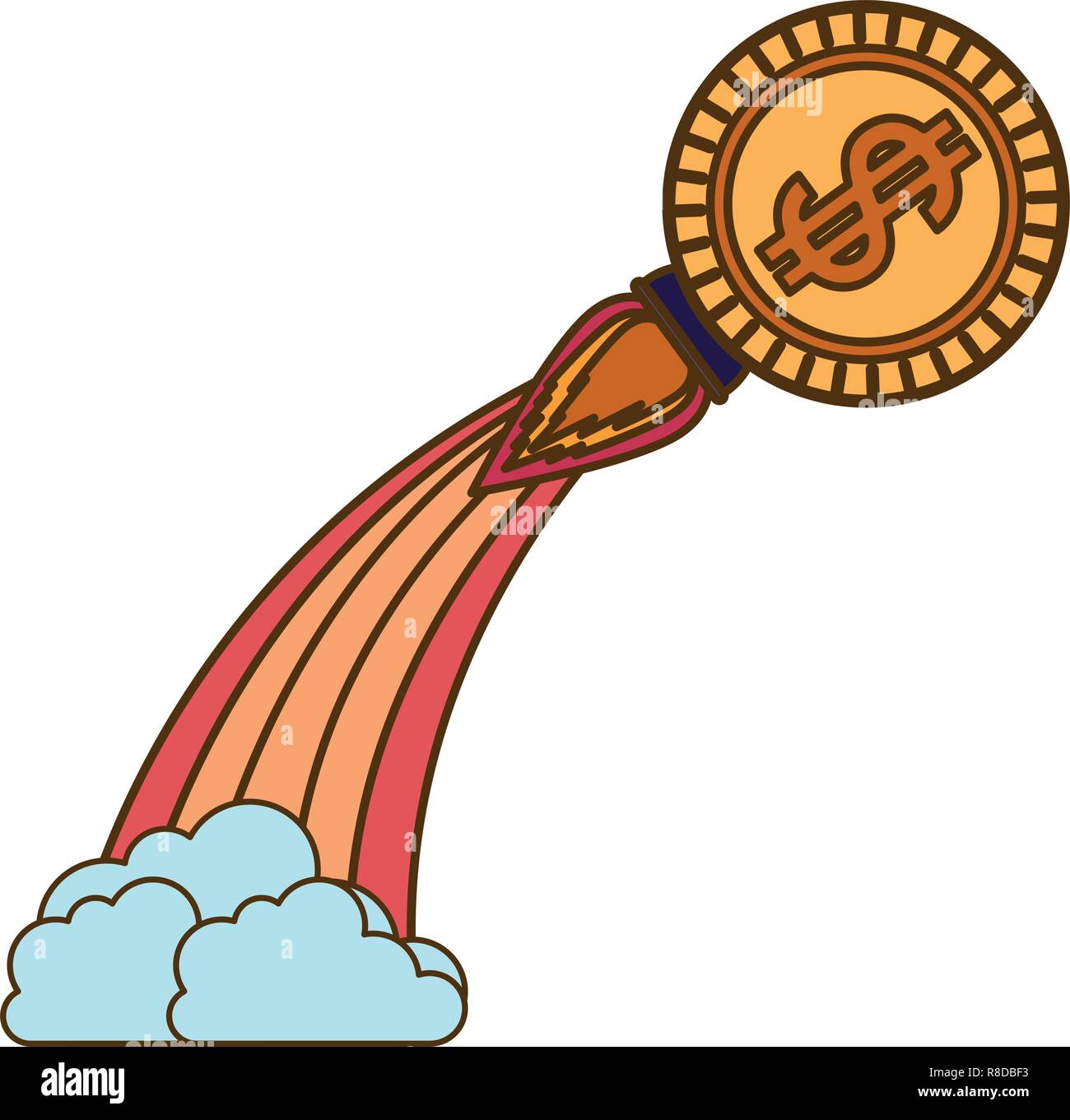 coin with rocket isolated icon Stock Vector Image & Art - Alamy