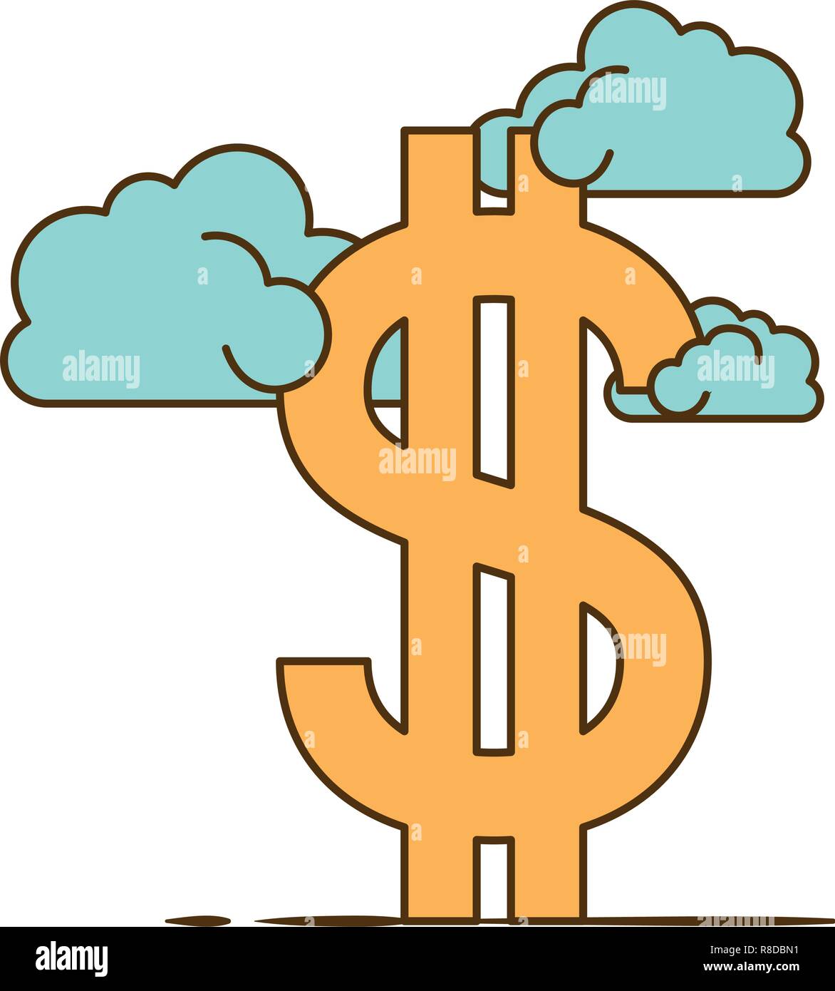 dollar symbol with clouds isolated icon Stock Vector