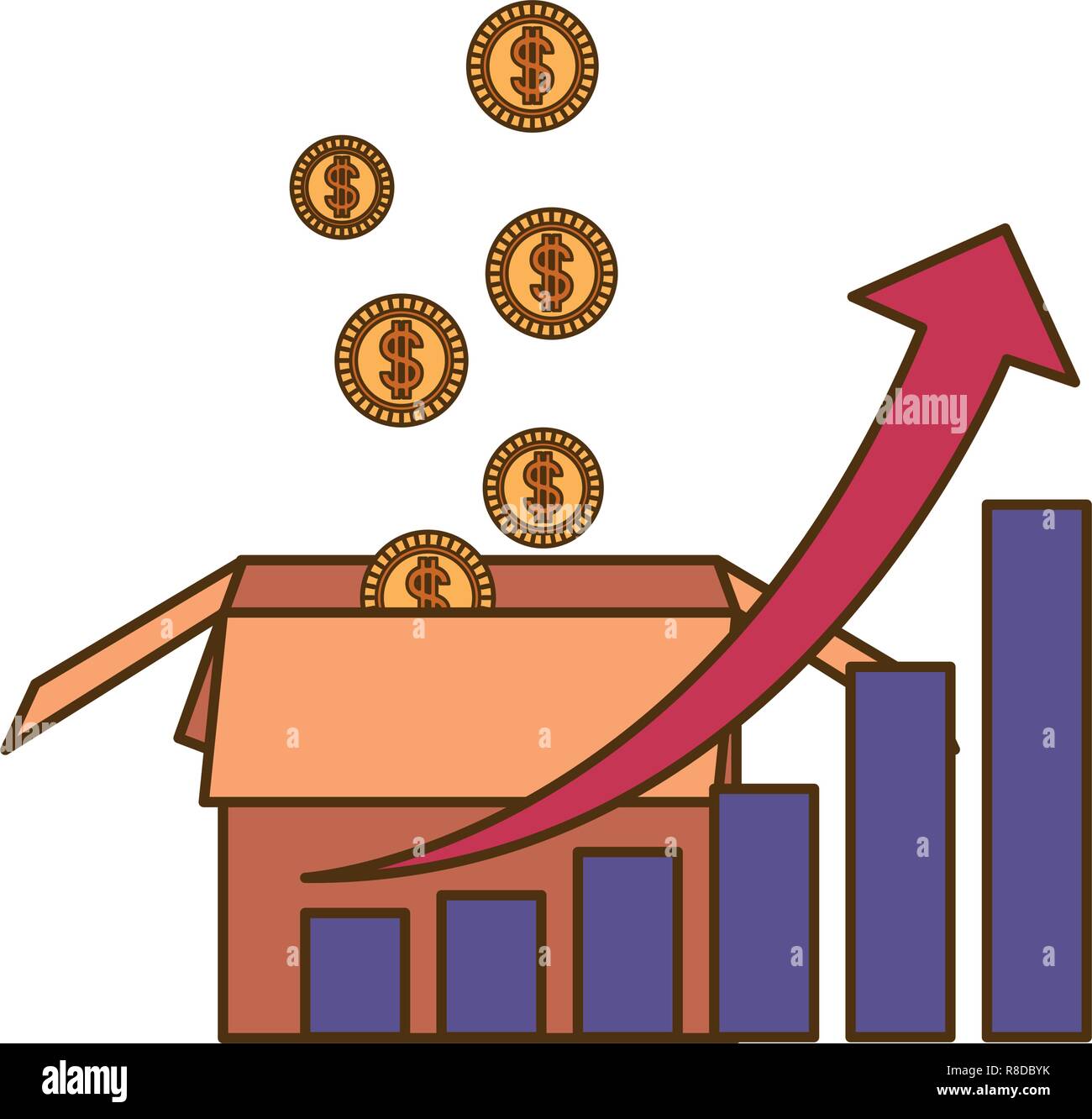 bar chart with coins isolated icon Stock Vector Image & Art - Alamy
