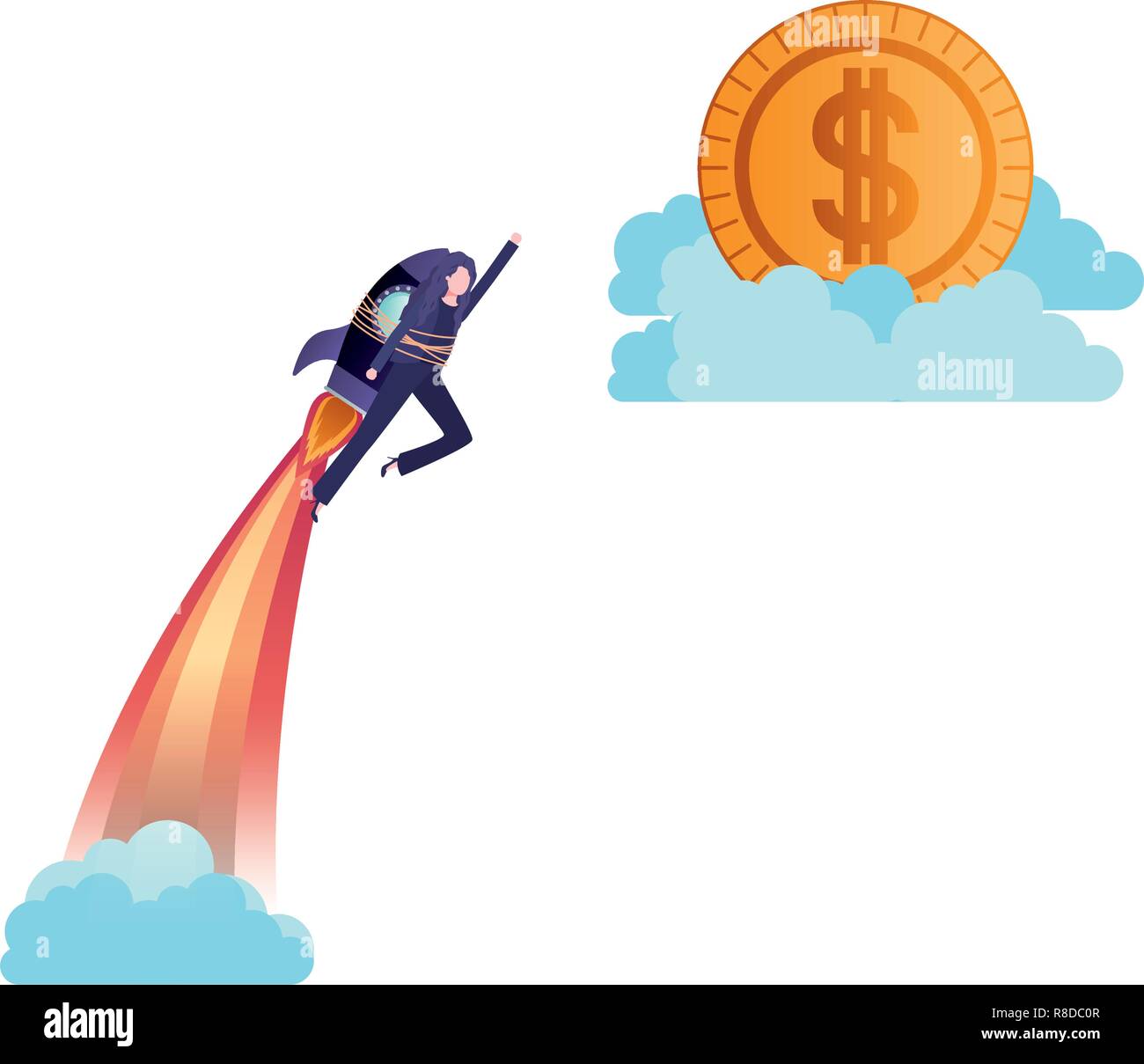 Wealth character on rocket hi-res stock photography and images - Alamy