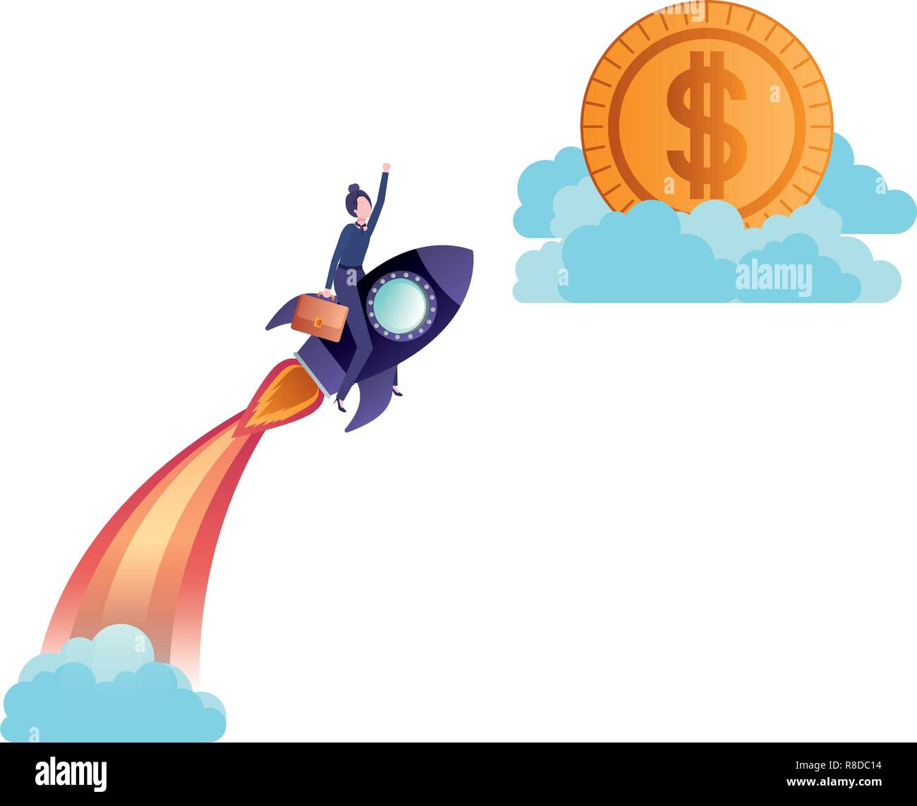 Wealth character on rocket hi-res stock photography and images - Alamy