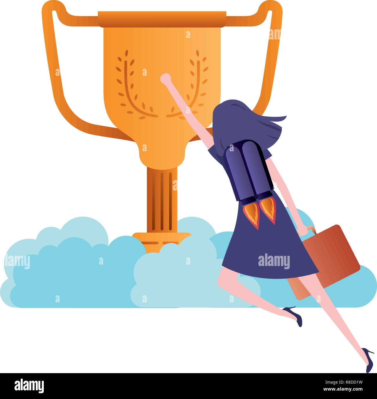businesswoman with rocket and trophy avatar character Stock Vector ...