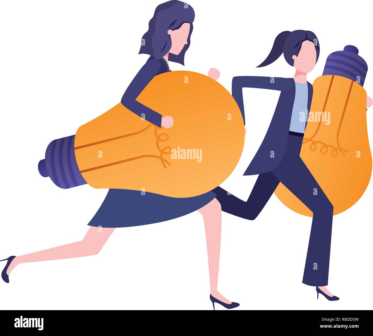 Businesswomen with lightbulbs avatar character Stock Vector Image & Art ...