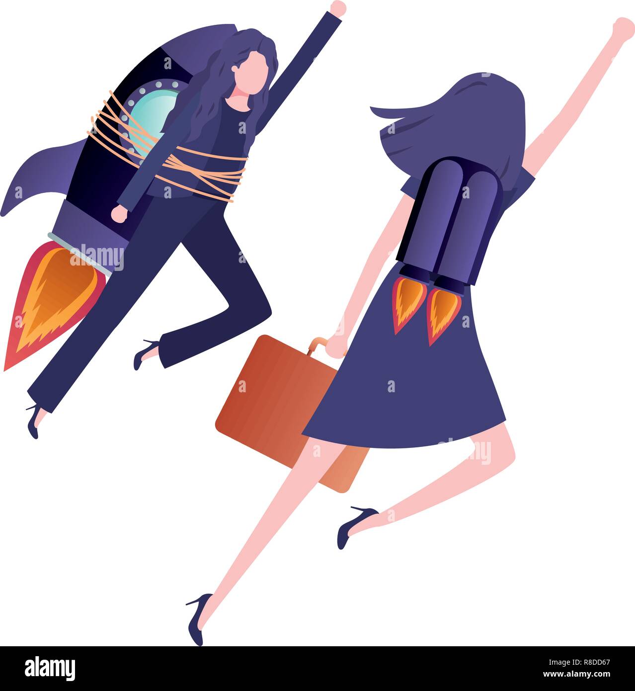 businesswomen with rocket avatar character Stock Vector Image & Art - Alamy