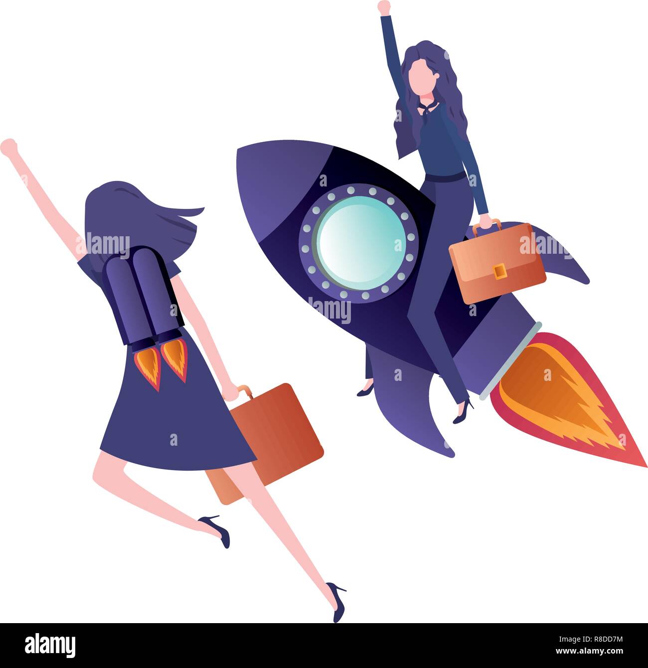 businesswomen with rocket avatar character Stock Vector Image & Art - Alamy