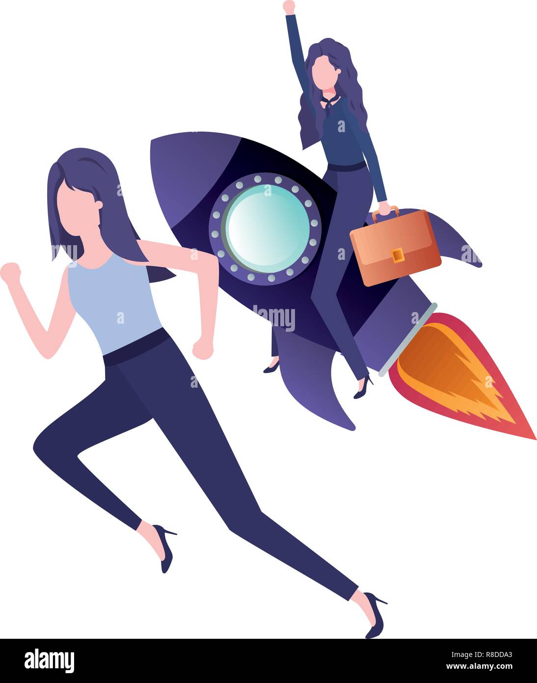 businesswomen with rocket avatar character Stock Vector Image & Art - Alamy