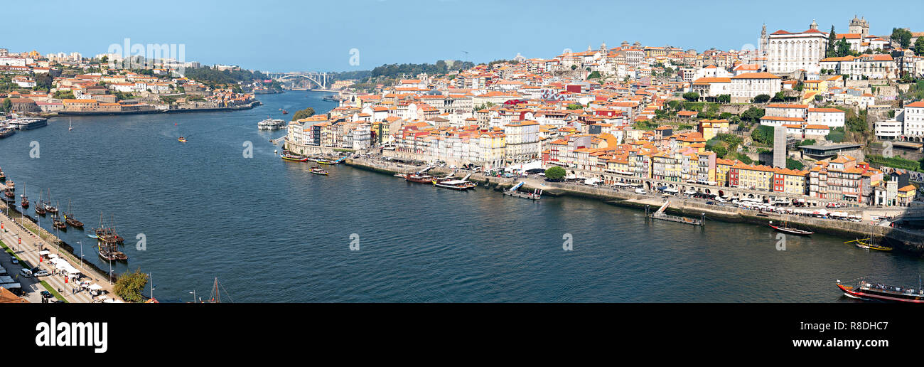 Porto Portugal. Wide Panoramic Photography in High resolution. Porto is one of the oldest European centres and World Heritage Site by UNESCO in 1996 Stock Photo