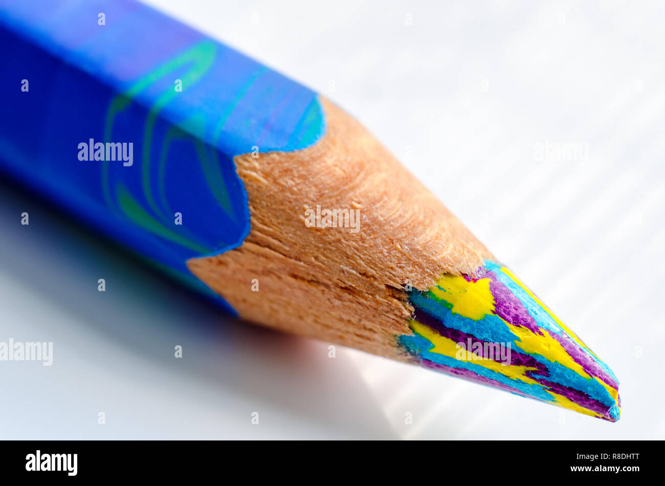 blue pencil tip closeup macro Stock Photo