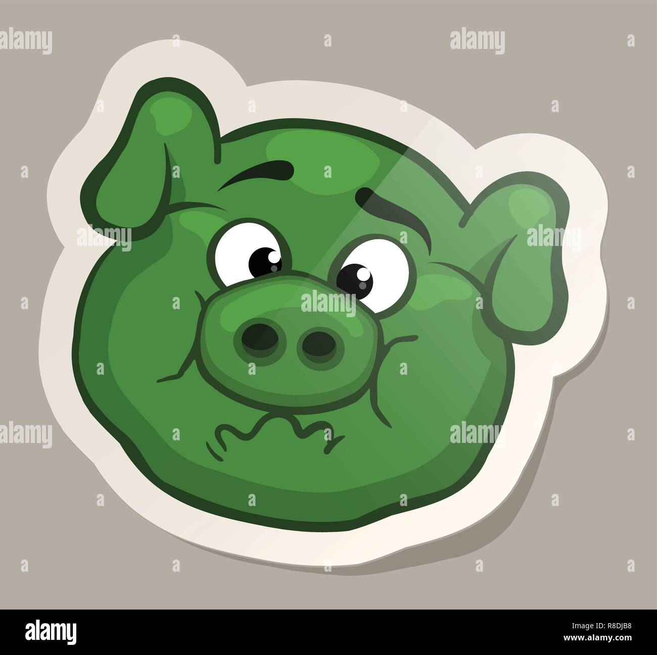 Nauseous pig sticker Stock Vector