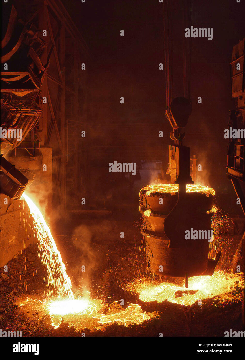 Molten steel in steel mill Stock Photo