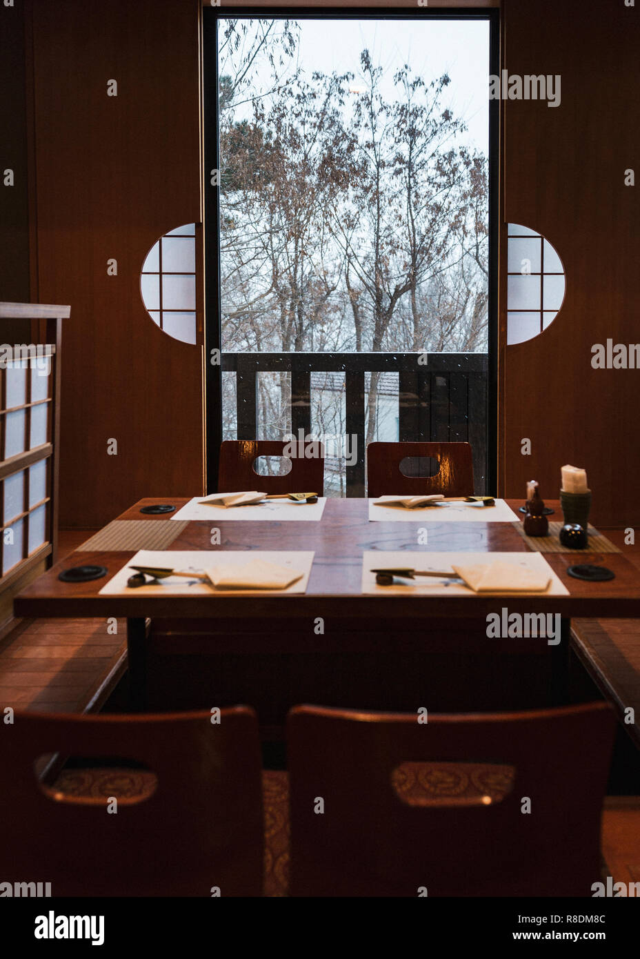 Japanese tatami dining style interior in a ramen restaurant in Sapporo.  Hokkaido, Japan Stock Photo - Alamy