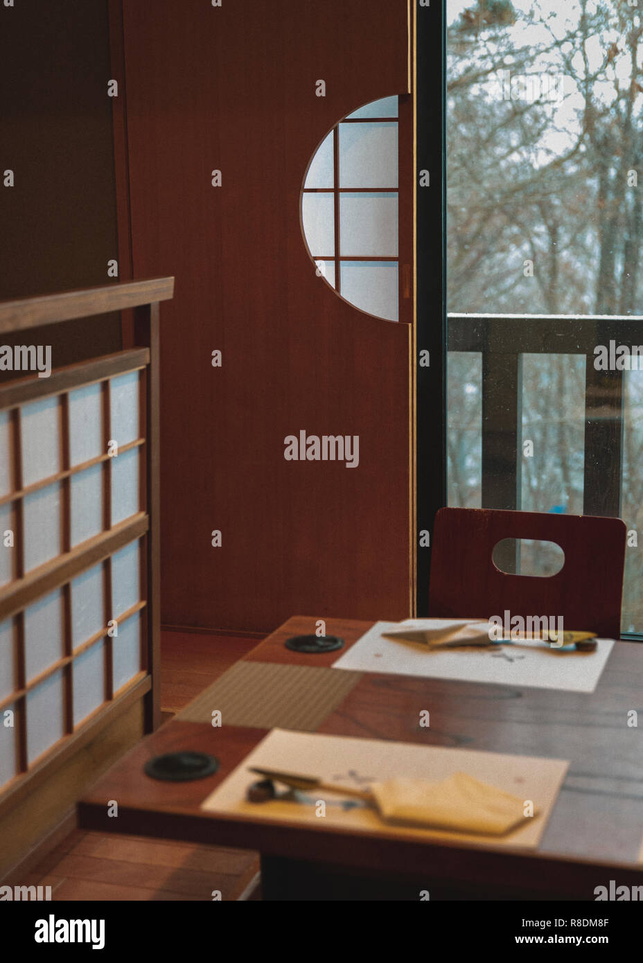Japanese Tatami Dining Style Interior In A Ramen Restaurant