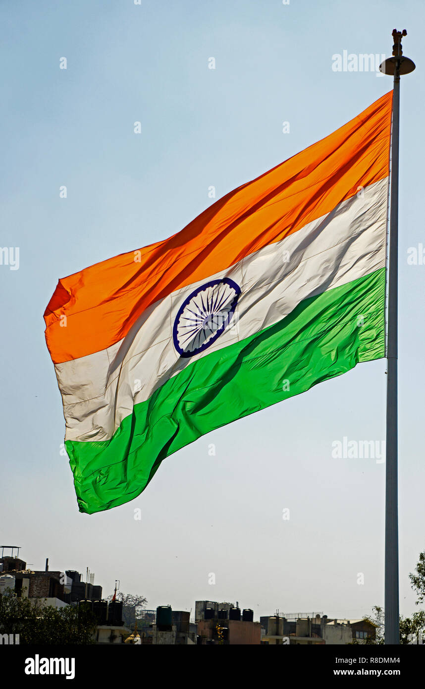 The Indian Flag Flying High On Top Stock Photo Alamy