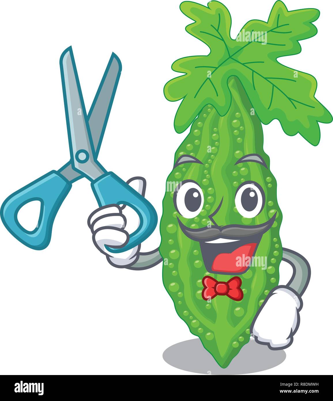 Barber Bitter melon isolated on a mascot Stock Vector