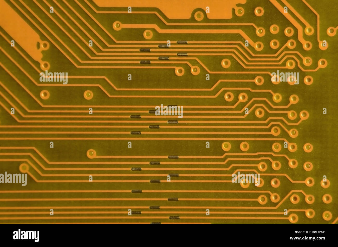 Close up of colored micro circuit board. Abstract technology background ...