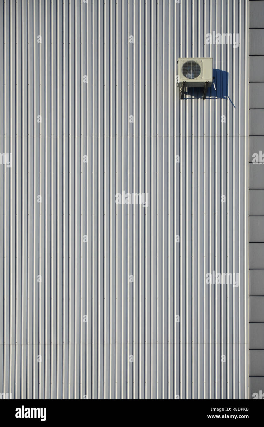 Siding Wall Panels Industrial Building Wall Made Of Corrugated Metal Sheet With Air Conditioning Flat Background Photo Texture Seamless Surface Of Stock Photo Alamy