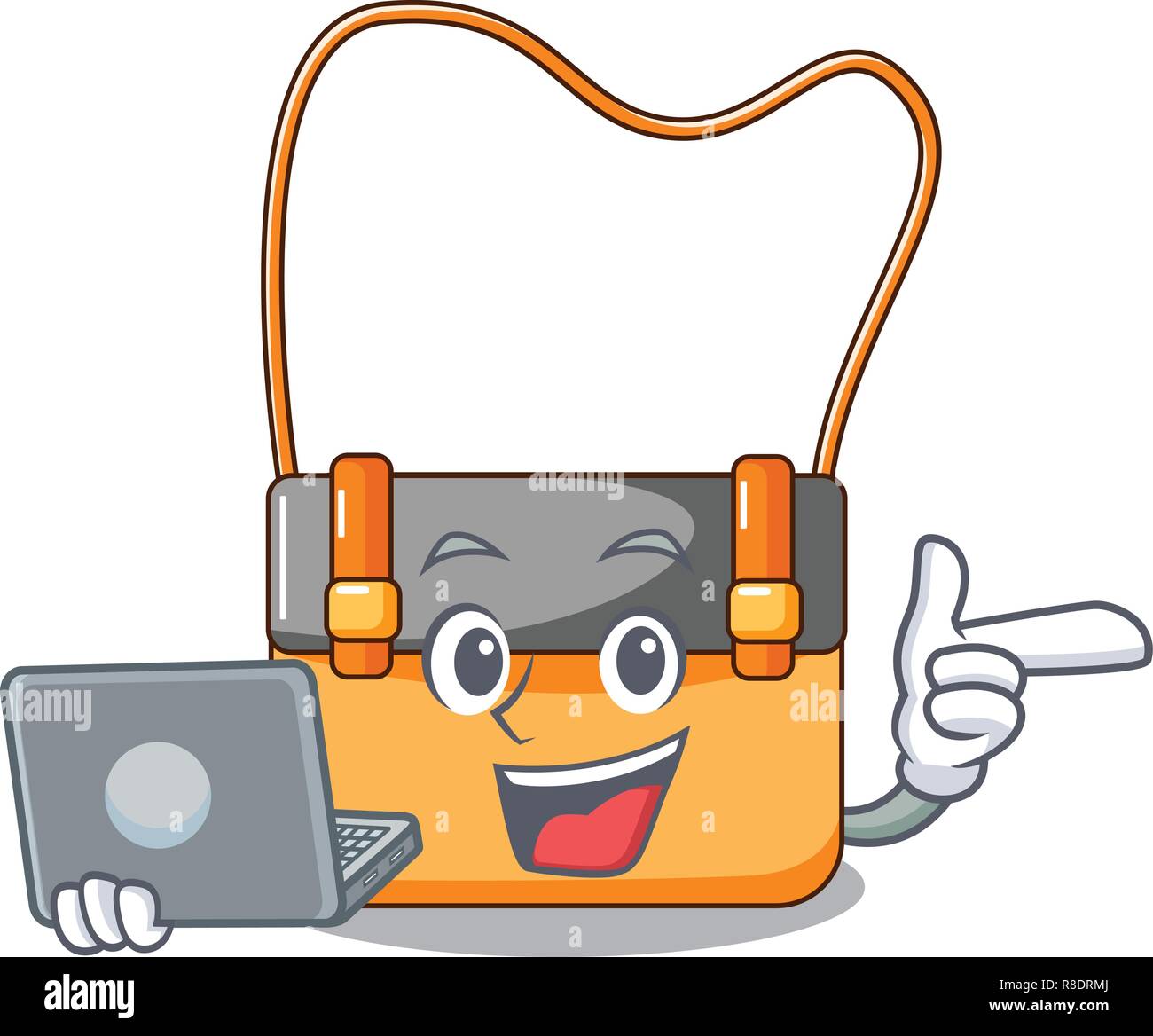 With laptop messenger bag on a isolated mascot Stock Vector Image & Art