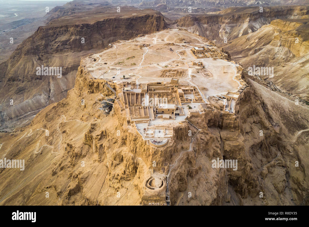 Masada fortress area Southern District of Israel Dead Sea area Southern District of Israel. Ancient Jewish fortress of the Roman Empire on top of a ro Stock Photo