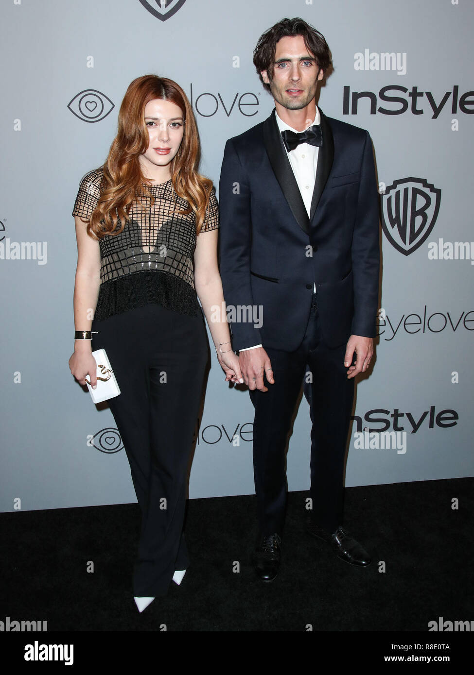 BEVERLY HILLS, LOS ANGELES, CA, USA - JANUARY 07: Elena Satine, Tyson Ritter at the 2018 InStyle And Warner Bros. Pictures Golden Globe Awards After Party held at The Beverly Hilton Hotel on January 7, 2018 in Beverly Hills, Los Angeles, California, United States. (Photo by Xavier Collin/Image Press Agency) Stock Photo