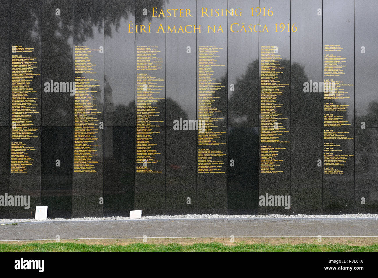 Easter Rising Memorial,centenary celebrations,Glasnevin Cemetery, Dublin, Wall, name, names ,commemorate ,remembrance ,RM Ireland Stock Photo
