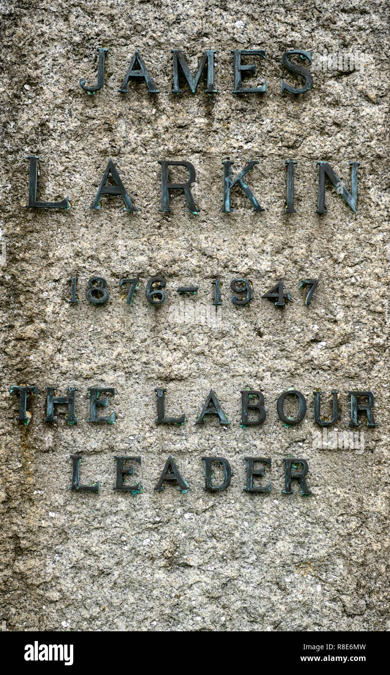James Larkin,Labour leader,Ireland,Irish,Headstone,tombstone,Cross,Glasnevin Graveyard graveyard,graveyards,grave,graves,memory,memorial,peace,peacefu Stock Photo