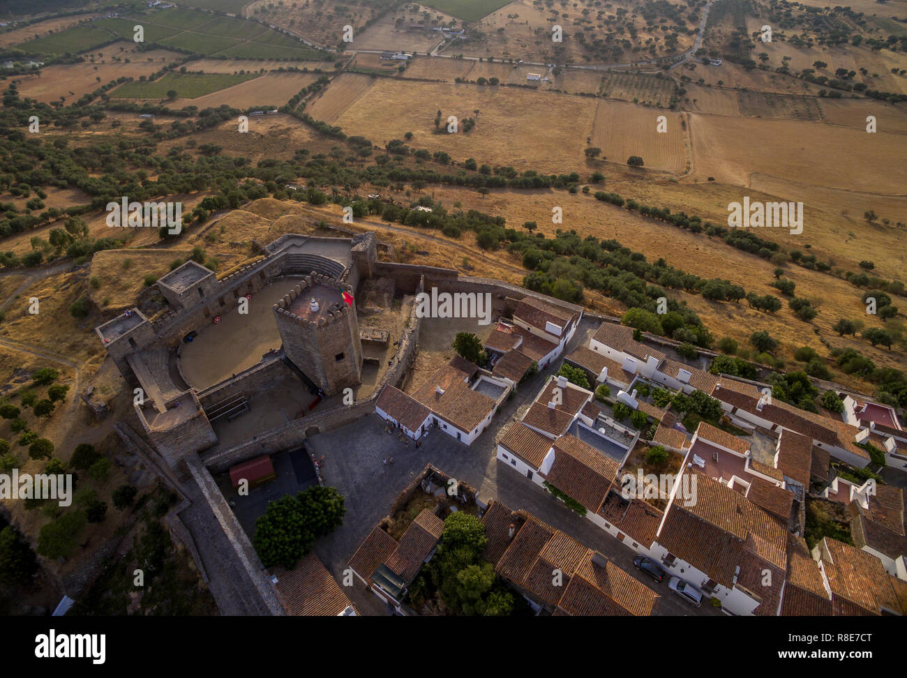 Aerial view medieval walled village hi-res stock photography and images ...