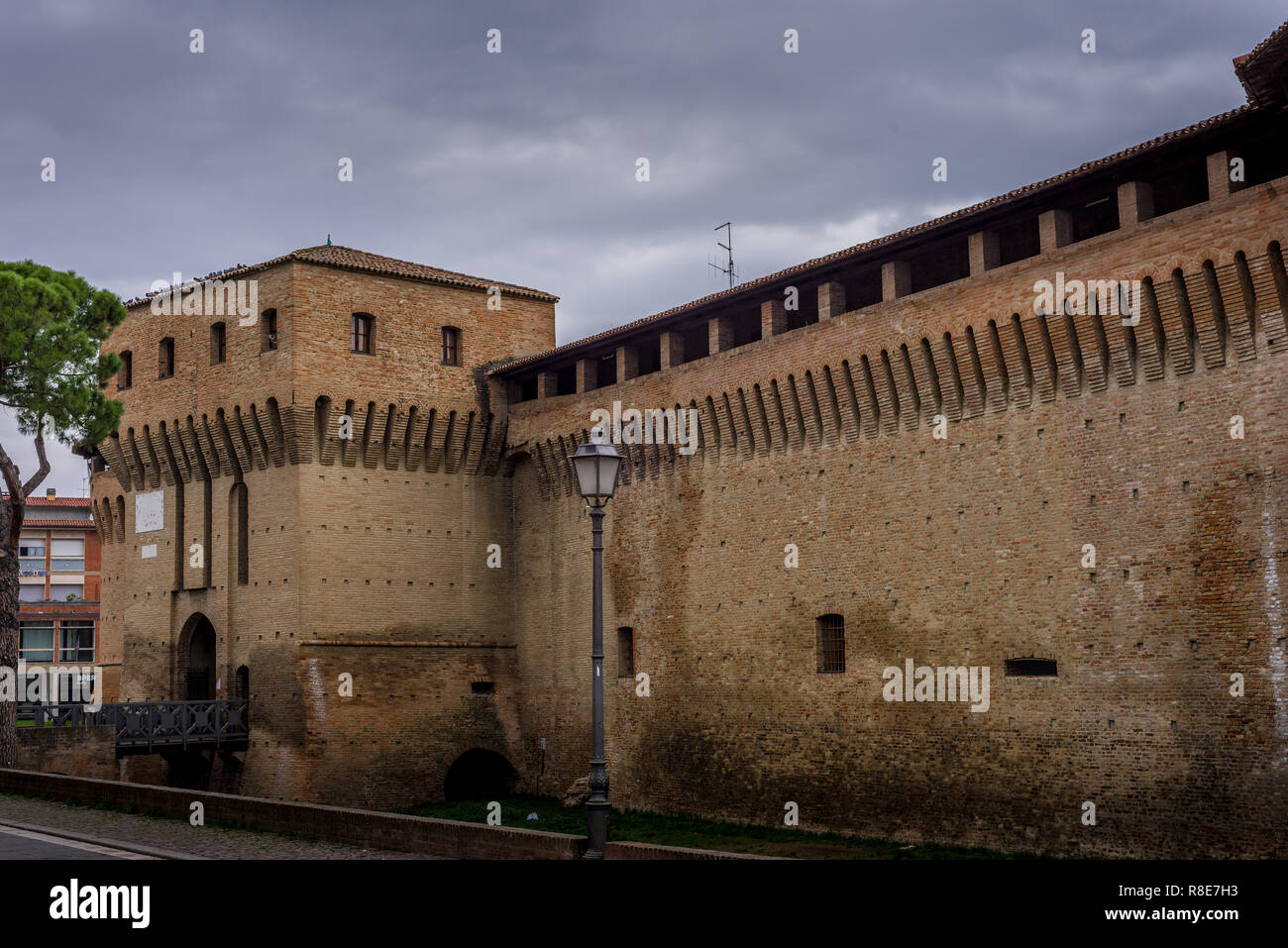 View of Italian town with Gothic medival castle fortezza in Forlimpopoli , Cesena Forli province, Emilia Romagna, Italy Stock Photo