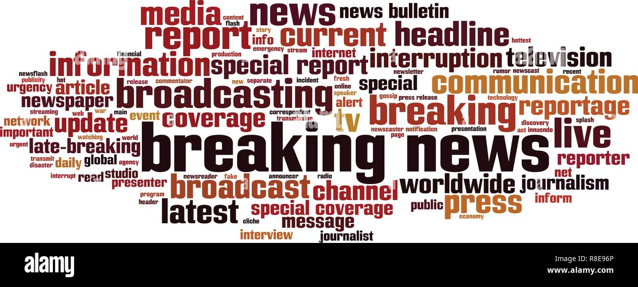 Breaking news word cloud concept. Vector illustration Stock Vector
