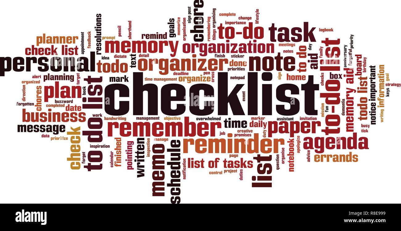 Checklist word cloud concept. Vector illustration Stock Vector Image ...