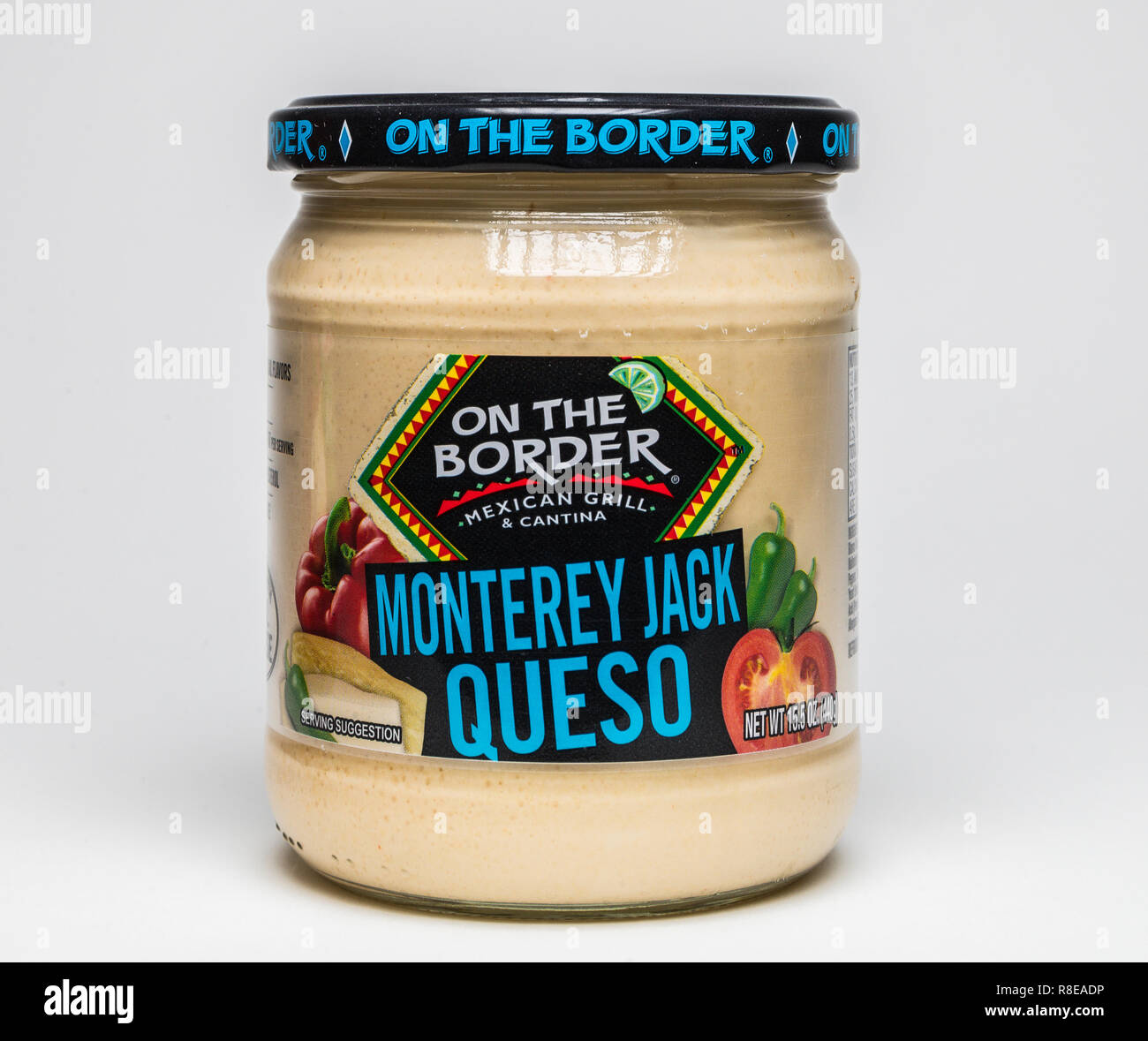 jar of on the border monterey jack queso Stock Photo Alamy