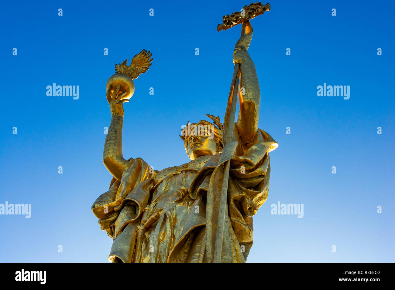 Chicago, IL, United States - December 9, 2018: Shot of the 1918 replica of the original Statue of the Republic, originally made for the 1893 World's C Stock Photo