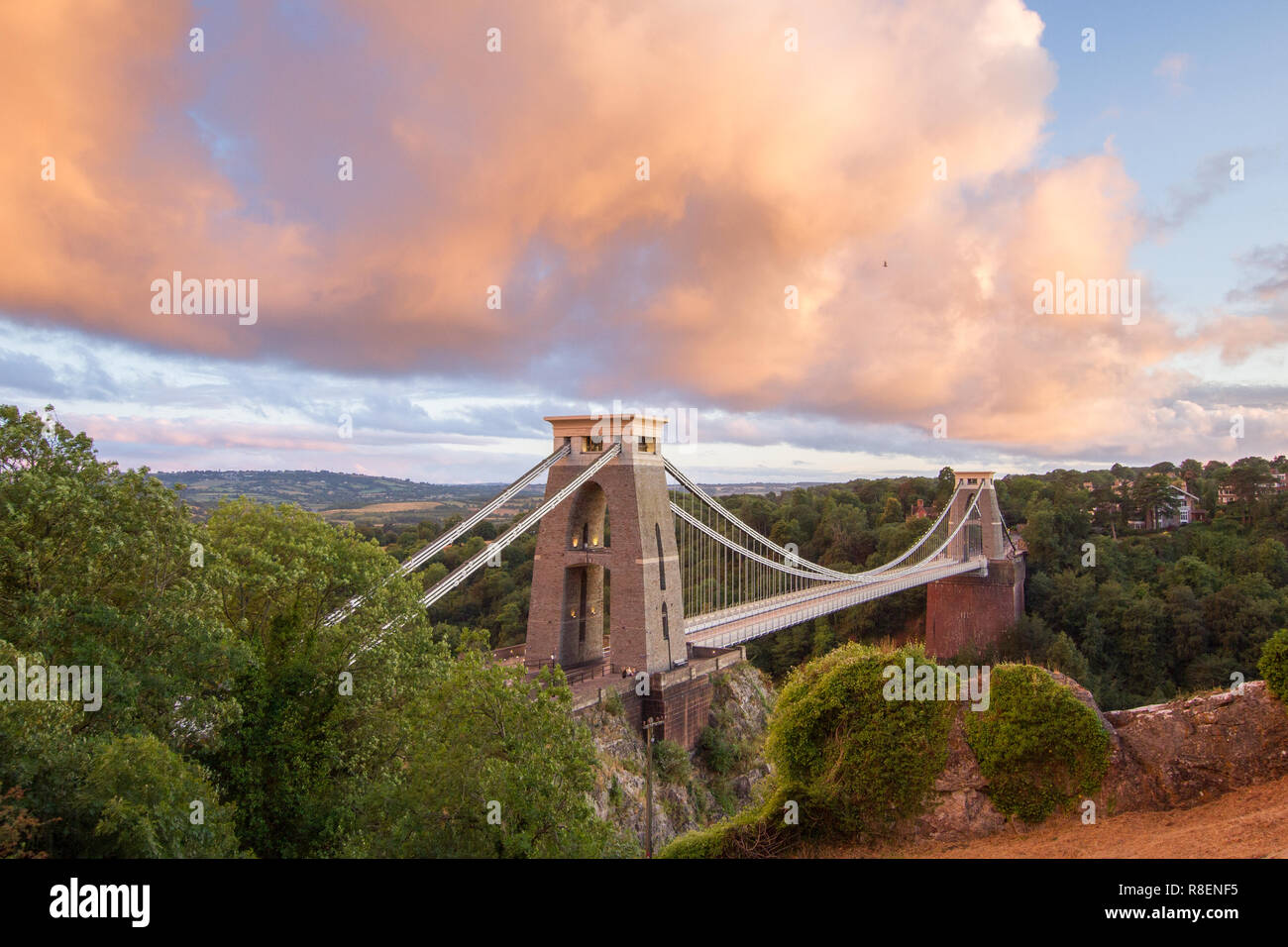 Brunel Clifton suspension bridge Avon gorge Bristol sunset Stock Photo