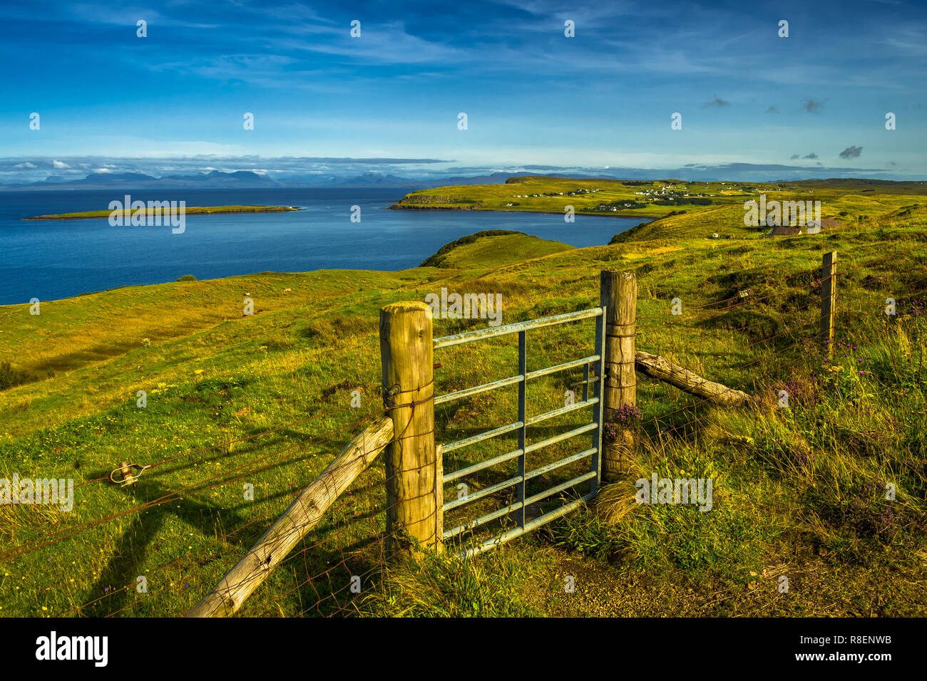 Closed Gate And Remote Village At The Coast Of The Isle Of Skye In ...