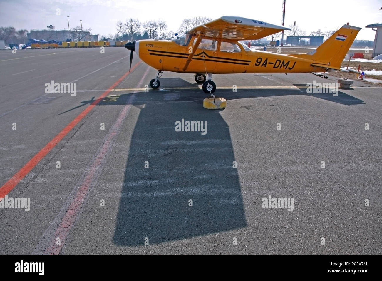 Zagreb, Croatia - February 25, 2012: Cessna airplane at the airport in the Zagreb Stock Photo