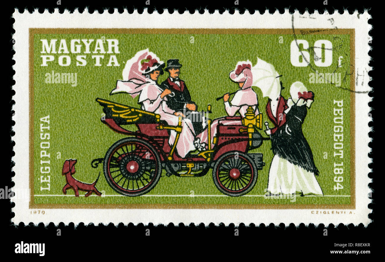 Postage stamp from Hungary in the  Airpost - Automobilesseries issued in 1970 Stock Photo