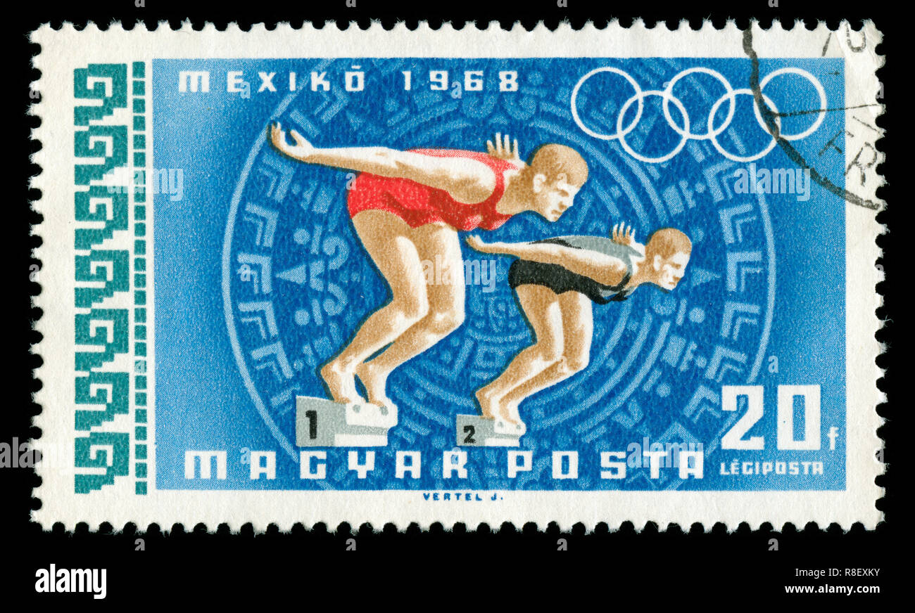 Postage stamp from Hungary in the Summer Olympic Games 1968, Mexico City (1) series issued in 1968 Stock Photo