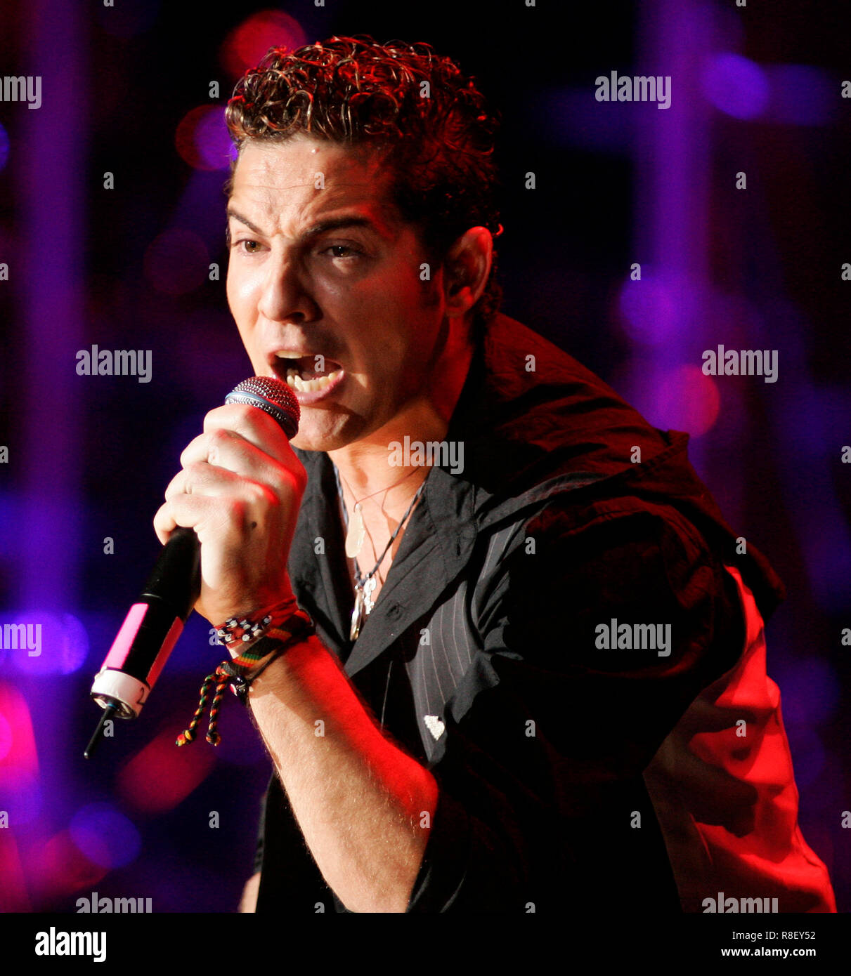 David Bisbal performs in concert during the Viva Romance show at the American Airlines Arena in Miami, on February  3, 2006. Stock Photo