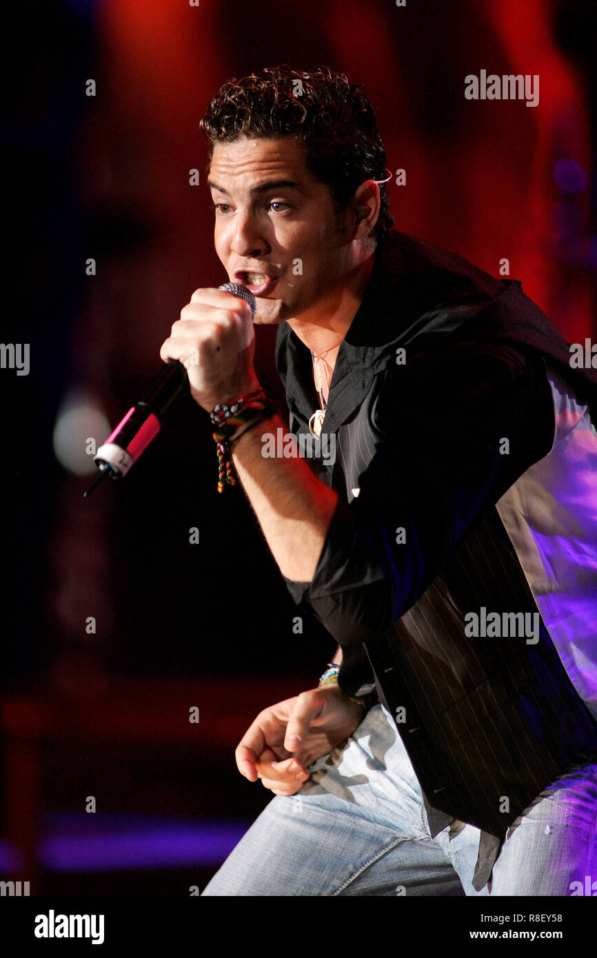 David Bisbal performs in concert during the Viva Romance show at the American Airlines Arena in Miami, on February  3, 2006. Stock Photo