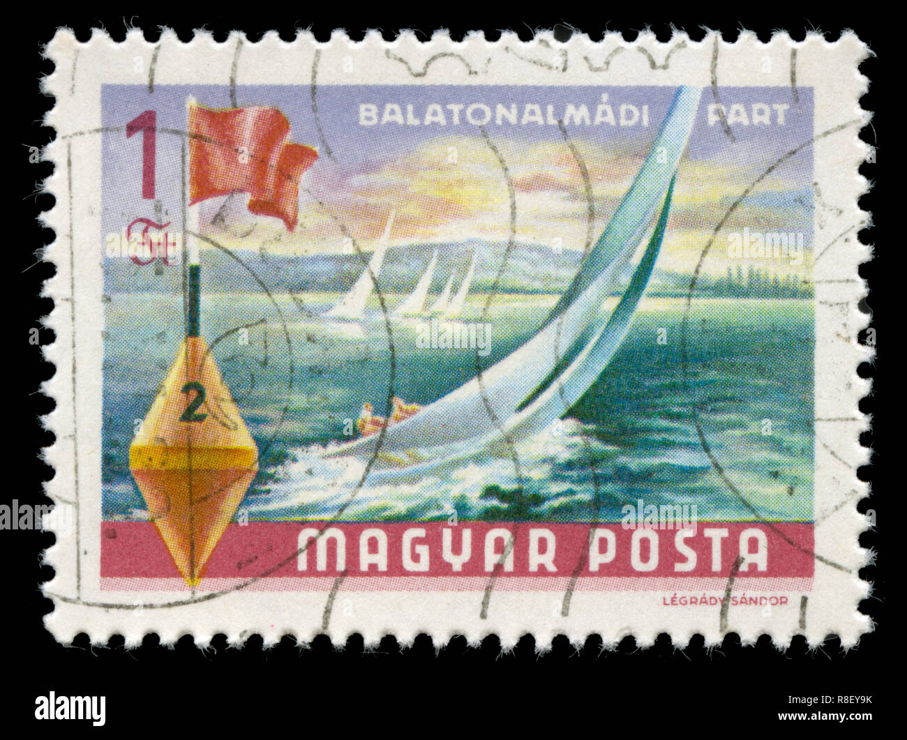 Postage stamp from Hungary in the Lake Balaton (1968-69) series issued in 1968 Stock Photo