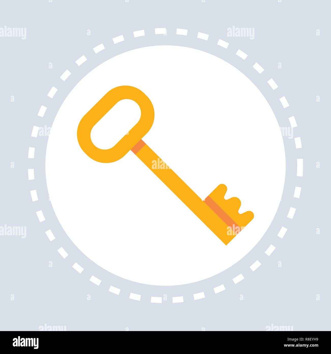 golden vintage key icon lock safety concept flat isolated Stock Vector ...