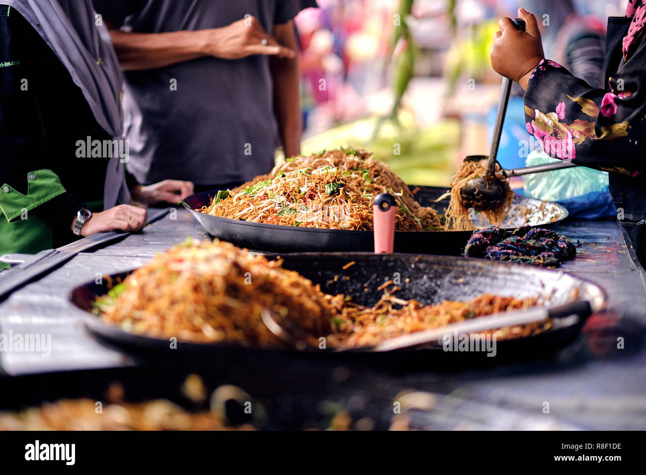 Asian Indian And Chinese Street Food Food Court On Local Market
