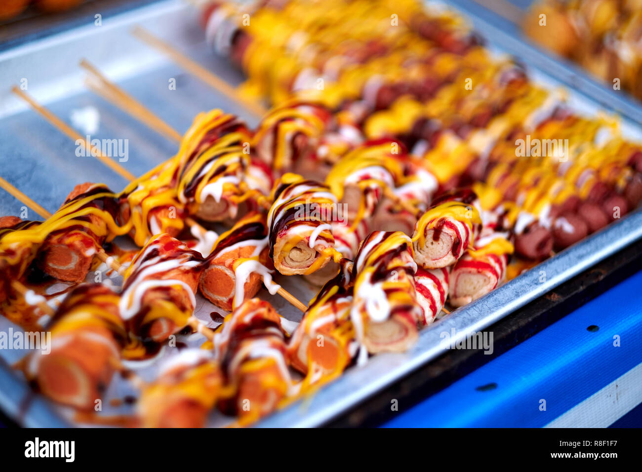 Asian Indian And Chinese Street Food Food Court On Local Market