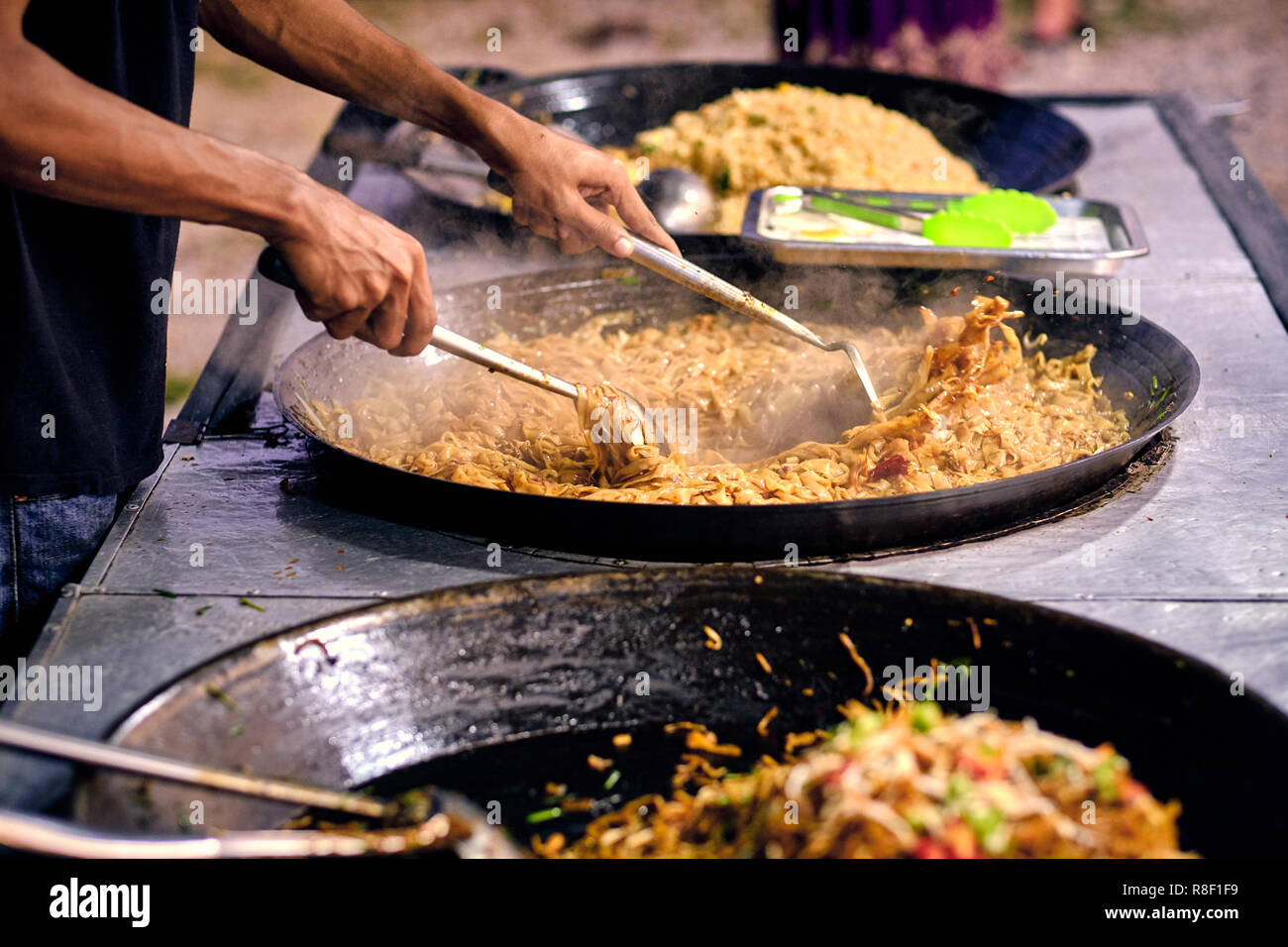 Fried Noodles In A Wok Asian Indian And Chinese Street Food